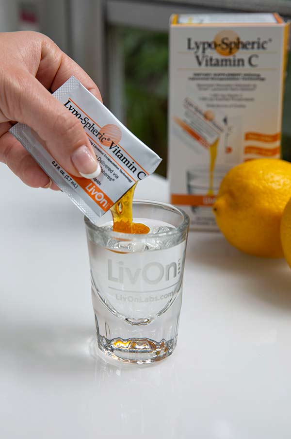 Shot Glass of LivOn Labs Vitamin C