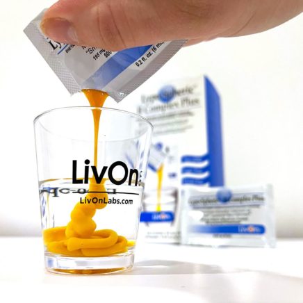 LivOn Labs supplements being squeezed into a shot glass