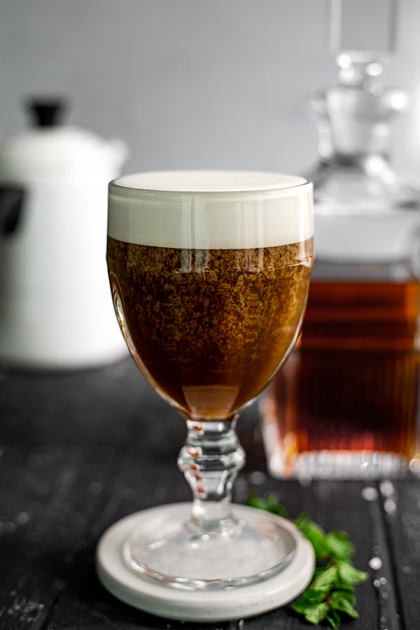 White mocha irish cofee is a clear cup
