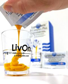 LivOn Labs vitamins in a shot glass