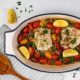 Cod-with-Roasted-Heirloom-Tomatoes,-Capers,-and-Olives-in-Pan-Feature