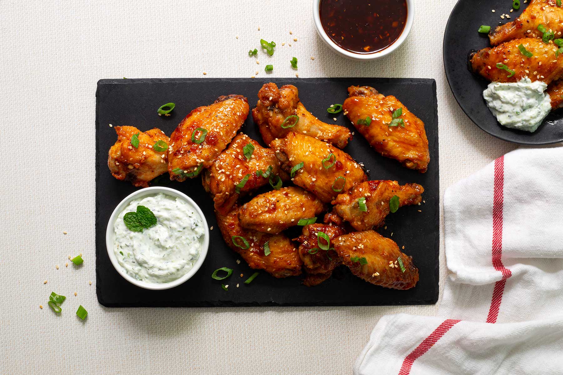 Gluten-Free Baked Thai Chili Guava Chicken Wings with Cucumber Raita